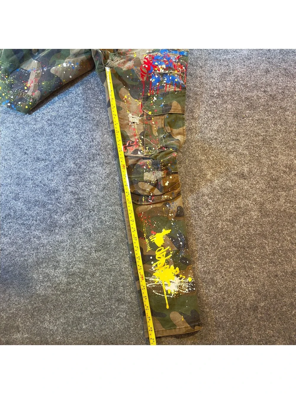 Smoke Rise Camo Paint Splatter Cargo Pants Distress Men